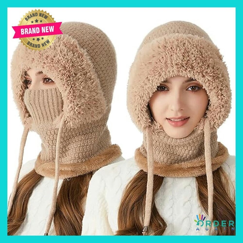 3 in 1 Beanie Scarf Mask Winter Balaclava Warm Knitted Windproof Chic